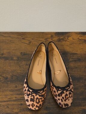 Leopard Print Ballet Flats - Black Trim